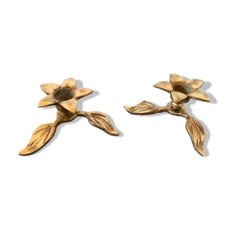 Set of 2 bronze candle holders