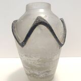 Iridiscent Transparent and Black Scavo Glass Vase attr. to Cenedese, Italy