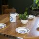 6 Assiettes creuses céramique blanche bleue