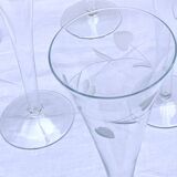 Set of 12 large vintage champagne flutes - frosted glass plant decor