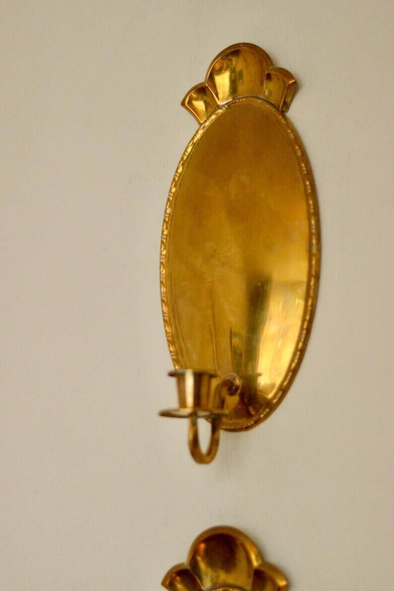Pair of Swedish Mid-Century Brass Wall Sconces
