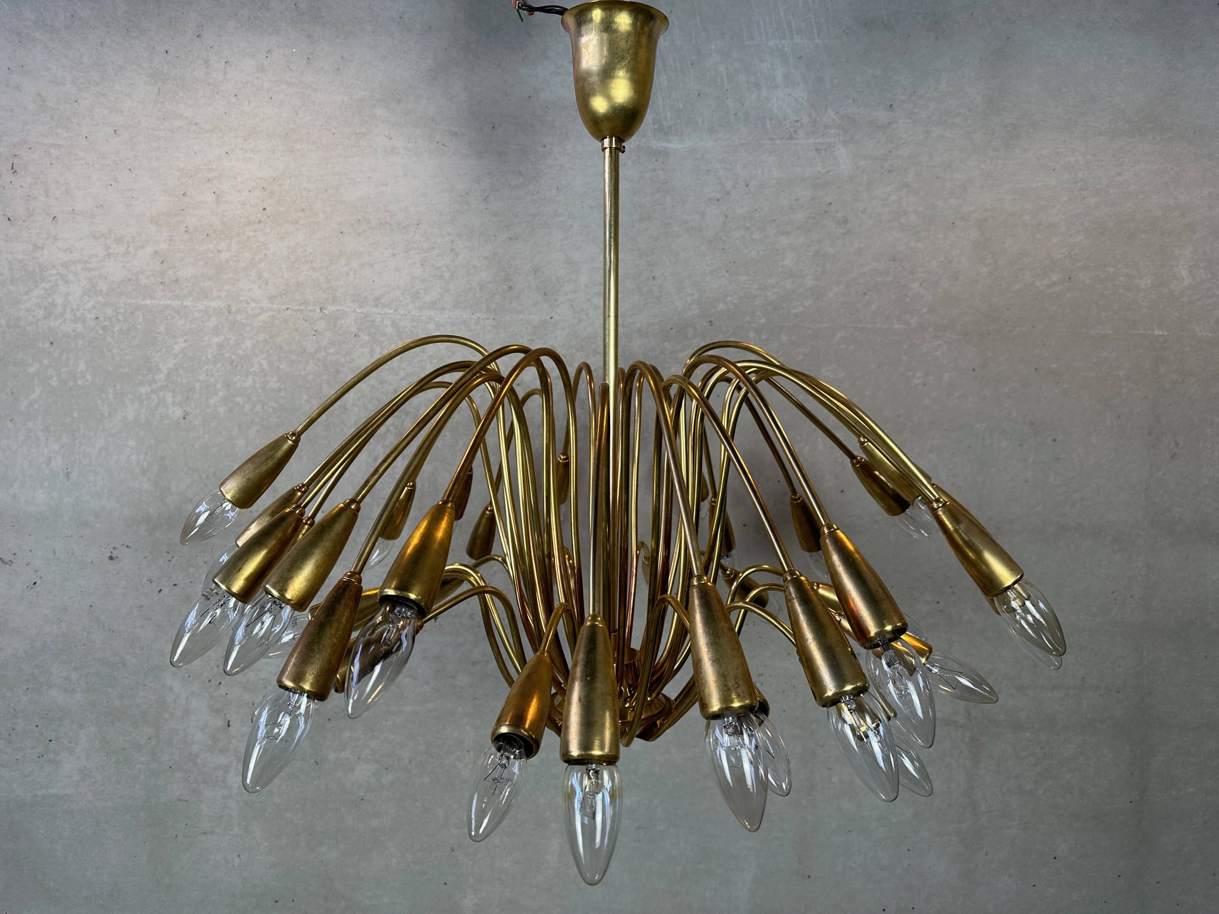 Vintage brass Italian sputnik chandelier