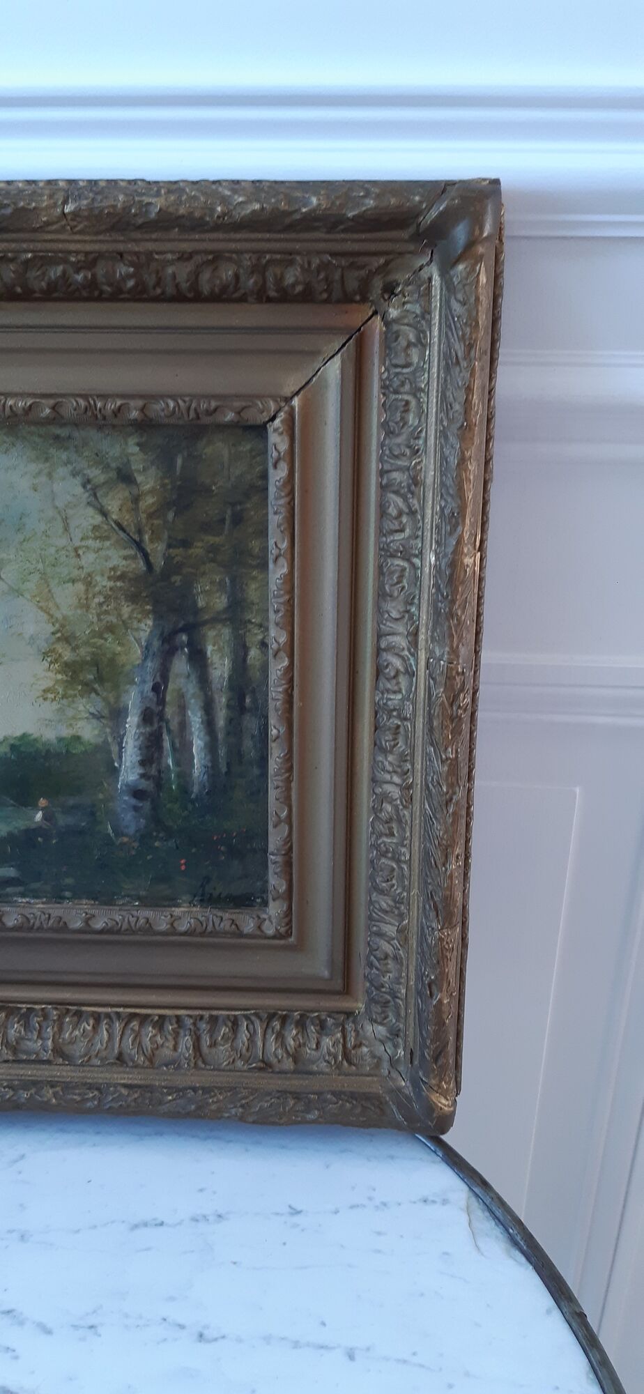 Old painting oil on wood fisherman signed XVIIIth