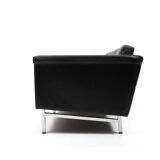 Danish leather sofa with chrome legs and teak ends