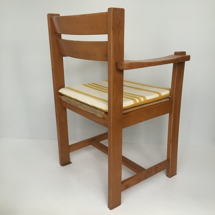 Elm and straw armchair Roland Haeusler for Maison Regain