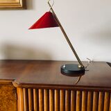 Mid-century red table lamp, Lumen Italy 1960s