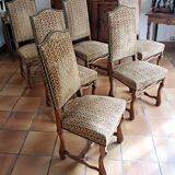 Six French Os De Mouton Style Dining Chairs in Carved Wood