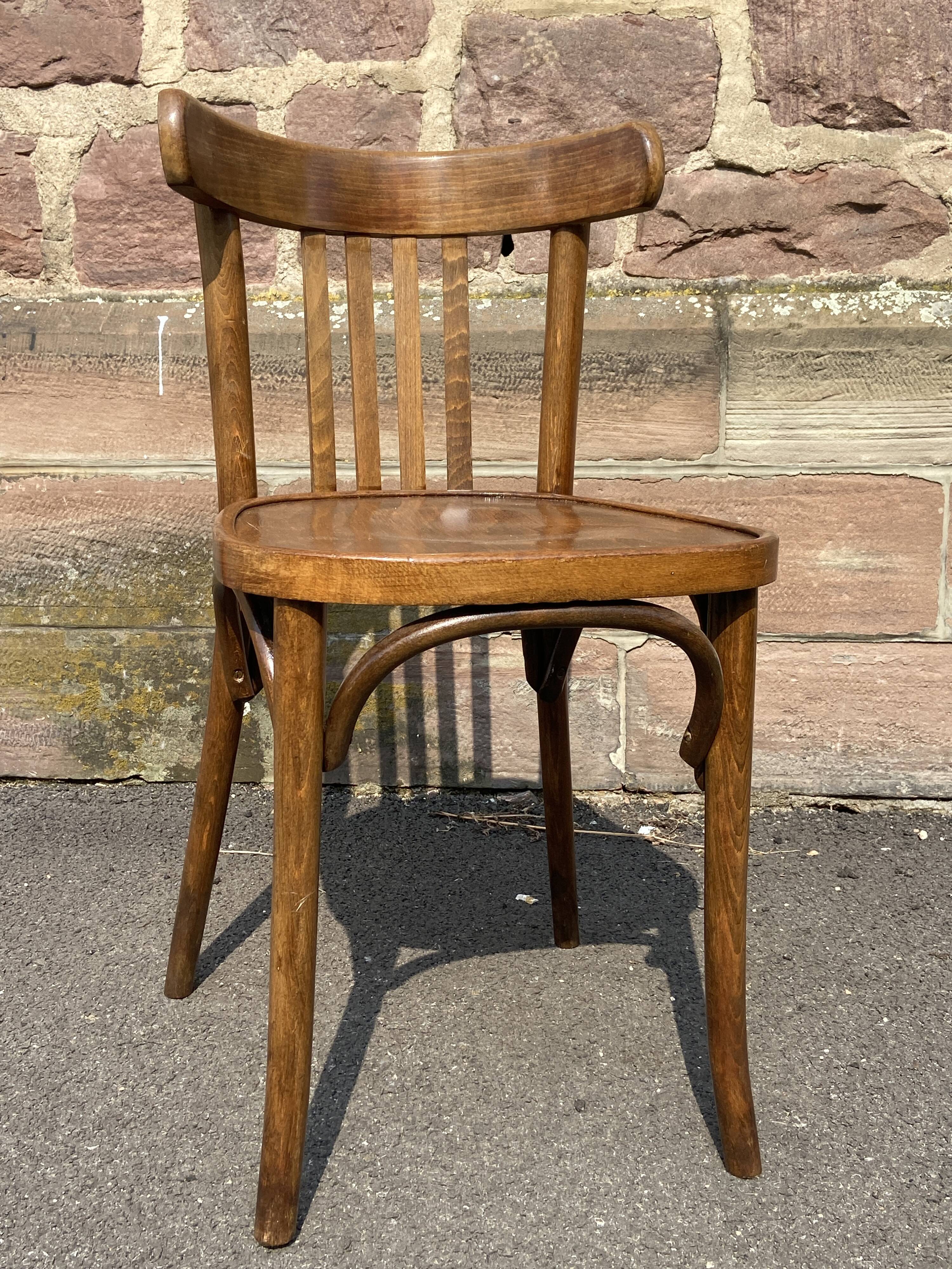 Set of 4 Viennese chairs Curved wood Restaurant Paris bistro Fischel 50s vintage Bentwood Ton st