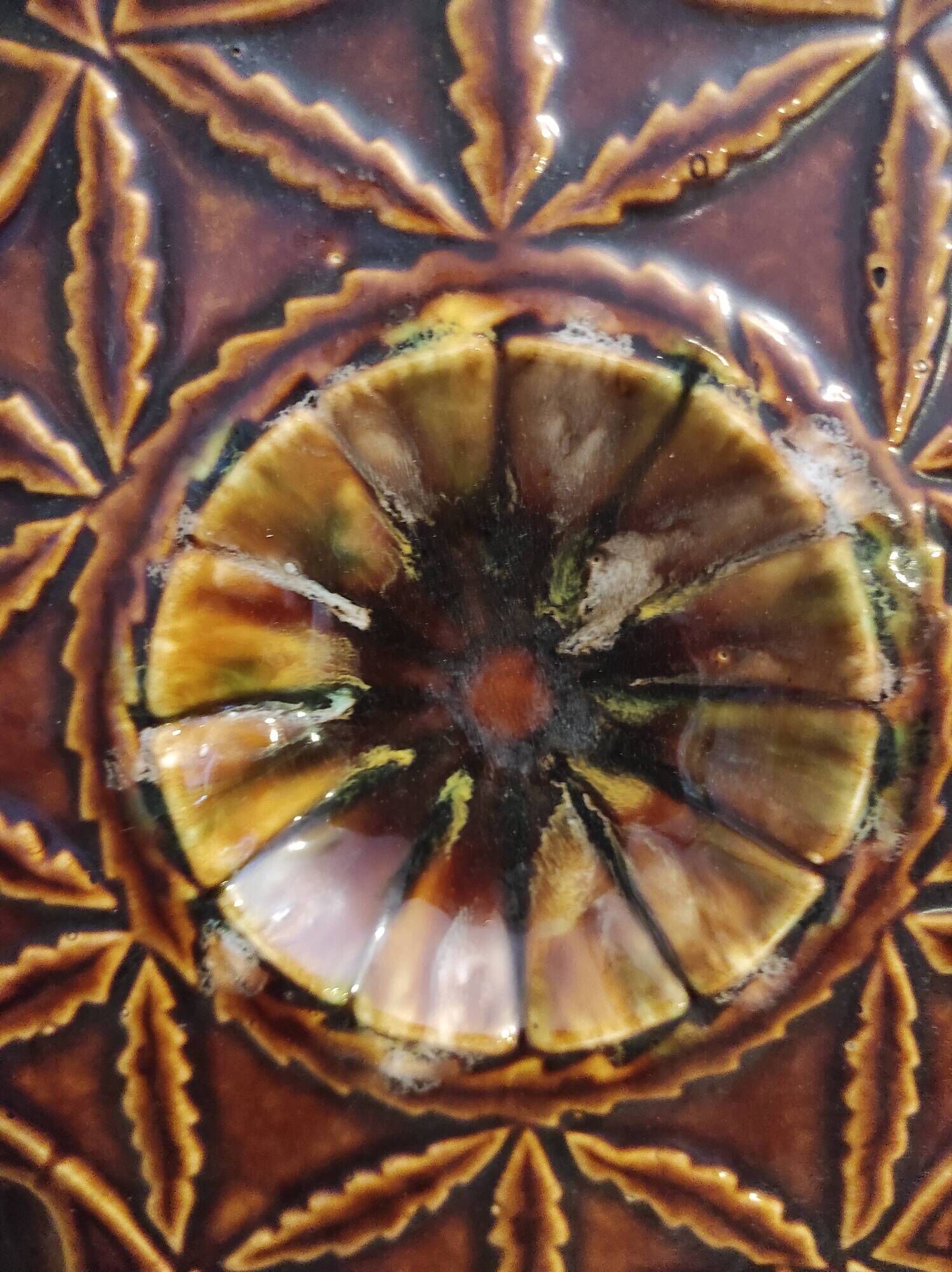 Vintage French oyster tray in Majolica from Vallauris