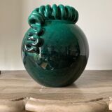 Vase ball enamelled green Gustave Asch for Primavera model ball called Sainte Radegonde