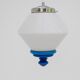 Scandinavian Art Deco milk glass pendant light with azure blue details, 1930s