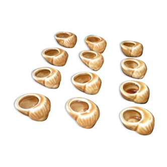 Set of 12 ceramic snail shells