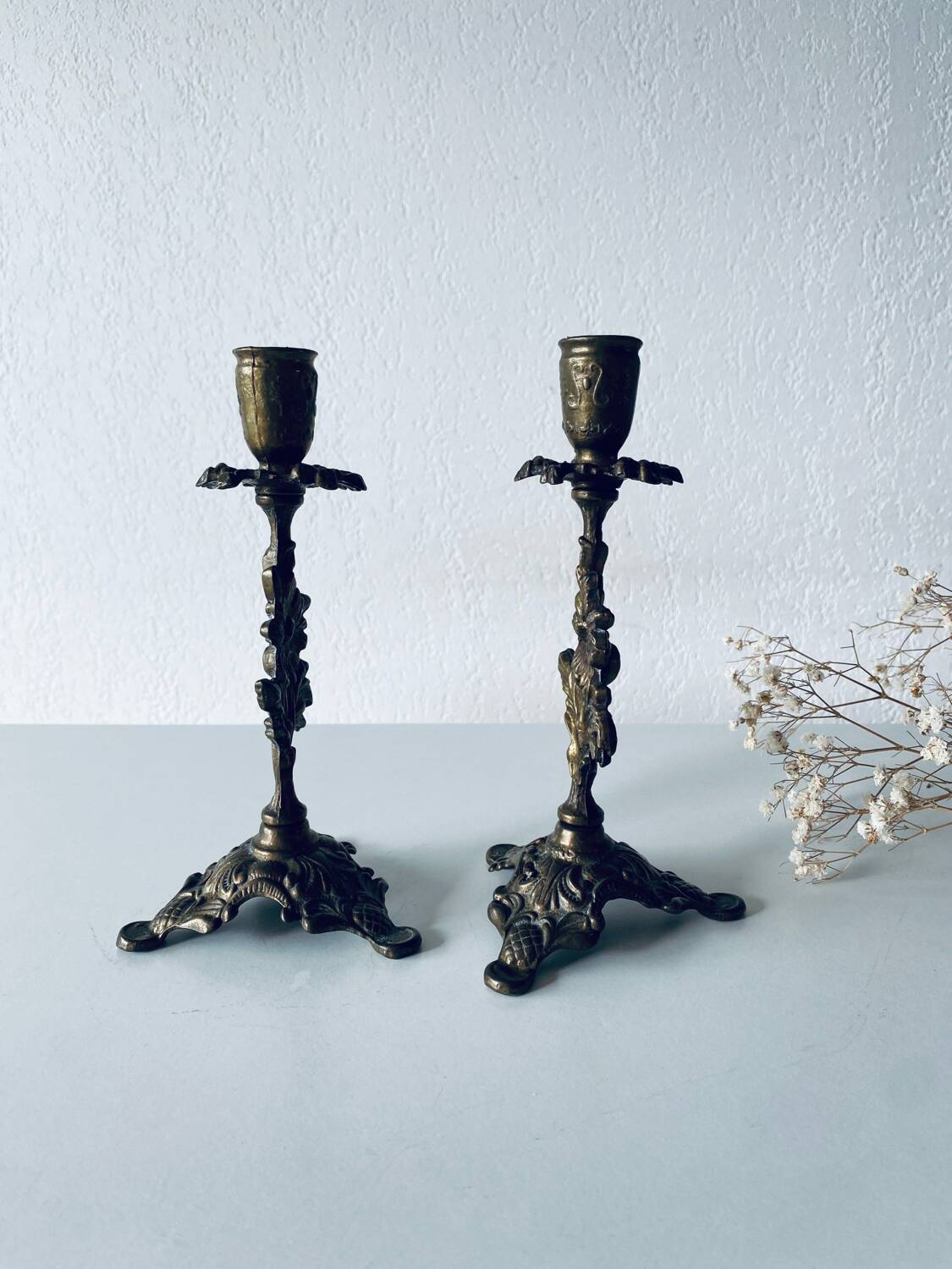 Pair of 19th century bronze candlesticks