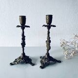 Pair of 19th century bronze candlesticks