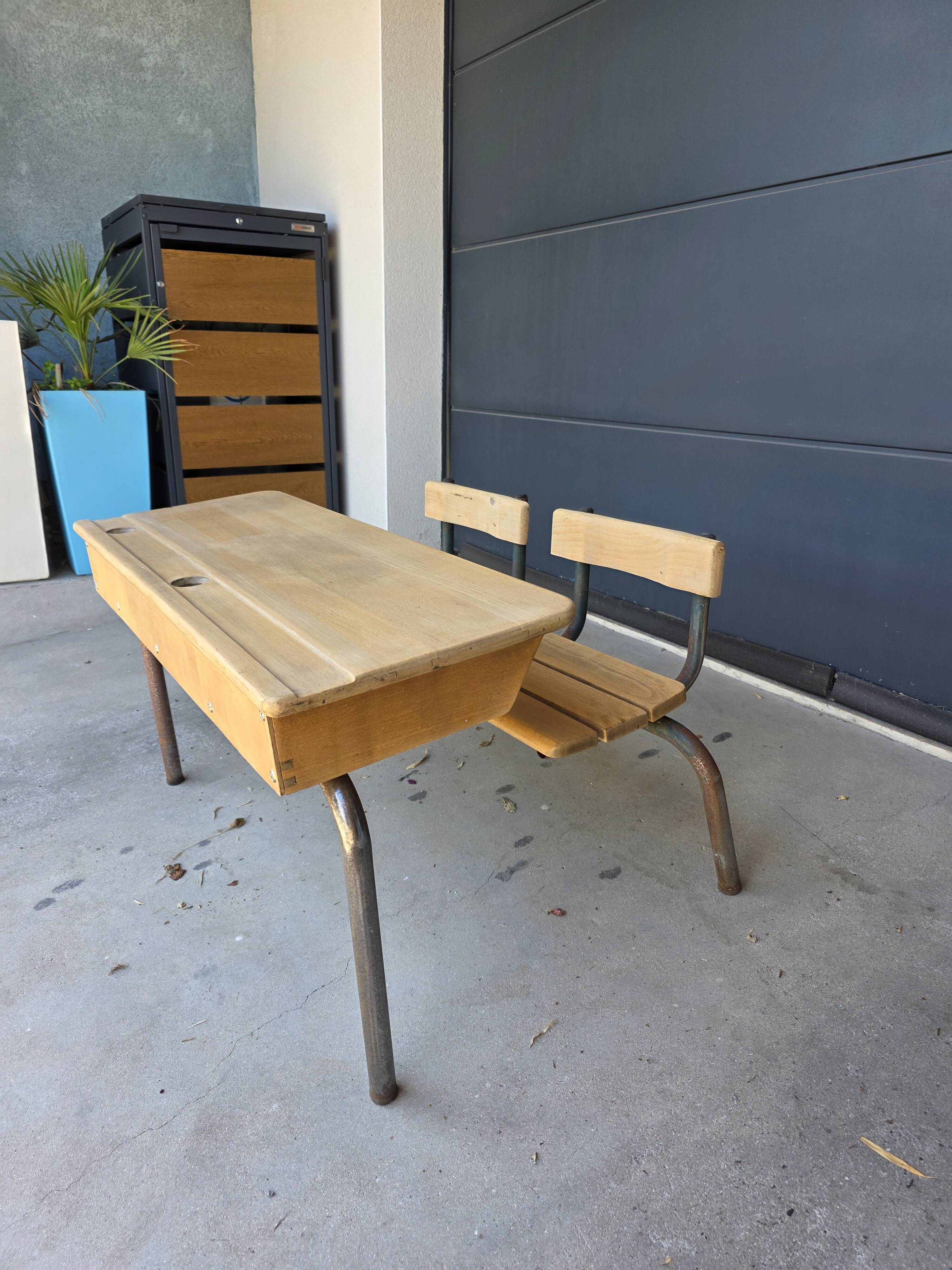 Vintage 2-seater school desk for children