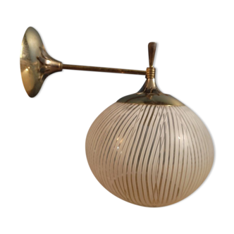 Zebra Glass Globe Lampshade Wall lamp and old brass support dp 0322103