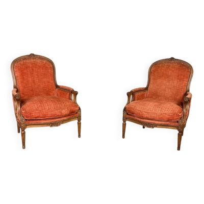 Paire de fauteuils transitions en bois sculpté, XVIIIème siècle
