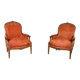 Pair of transitional carved wooden armchairs, 18th century