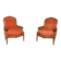 Pair of transitional carved wooden armchairs, 18th century