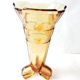 Stölzle Art Deco Amber Orange Tulip Vase 1930