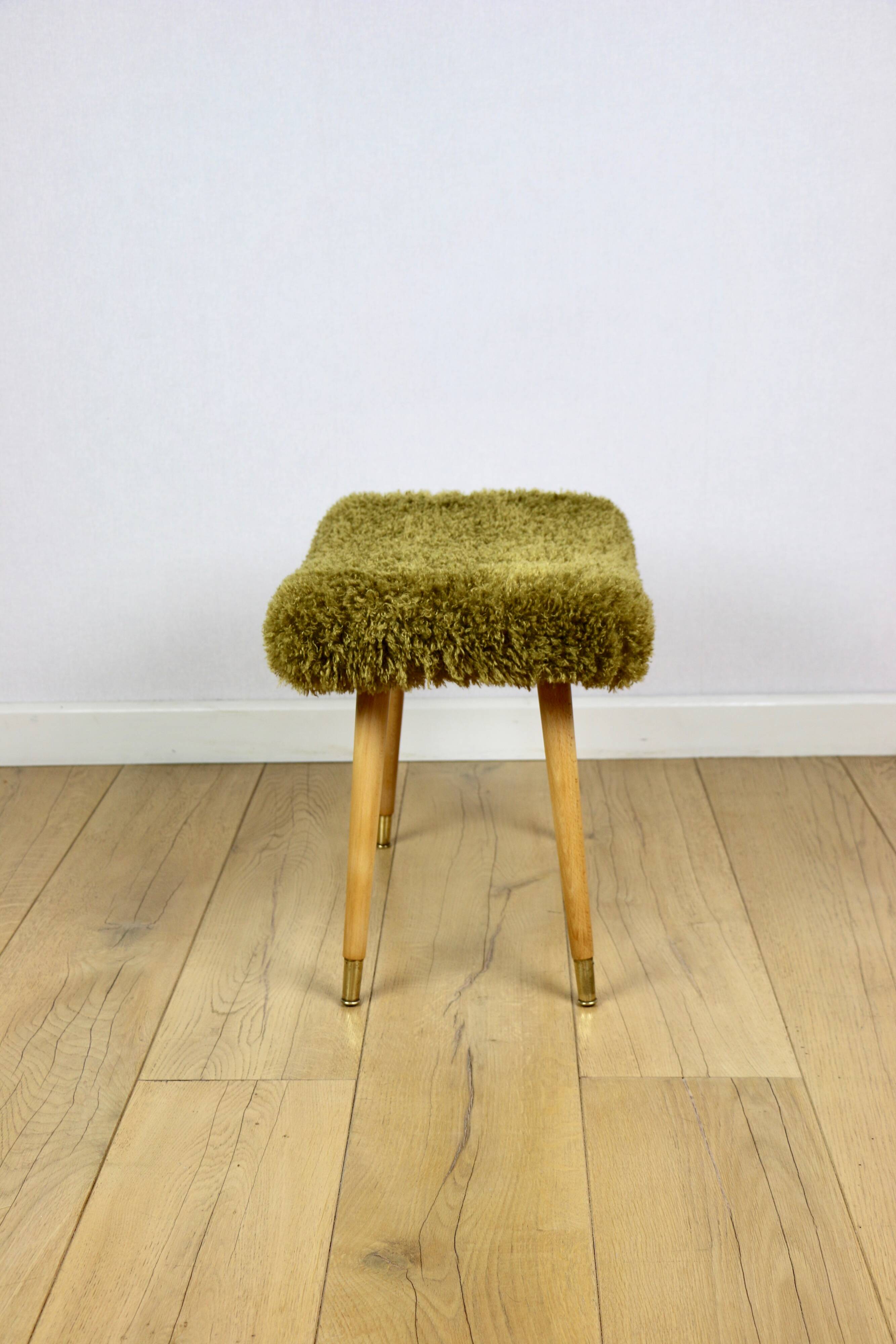 Edmund Homa stool high seat khaki / olive - golded beech legs