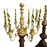 Pair of very large torchères – Terracotta and gilded wood