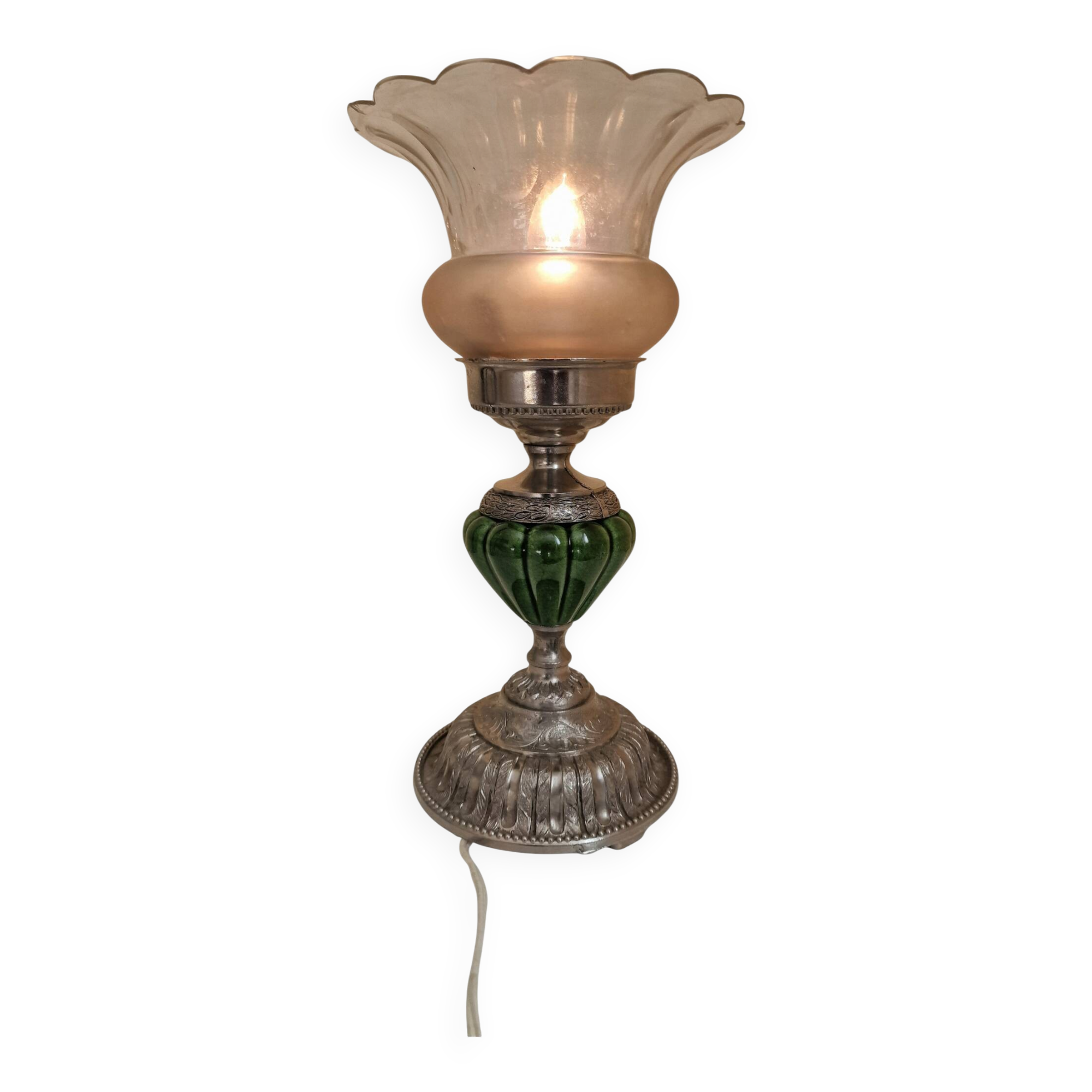 Lampe de table élégant verre et metal