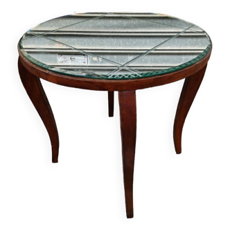 Table d'appoint pieds galbés et plateau miroir, années 40