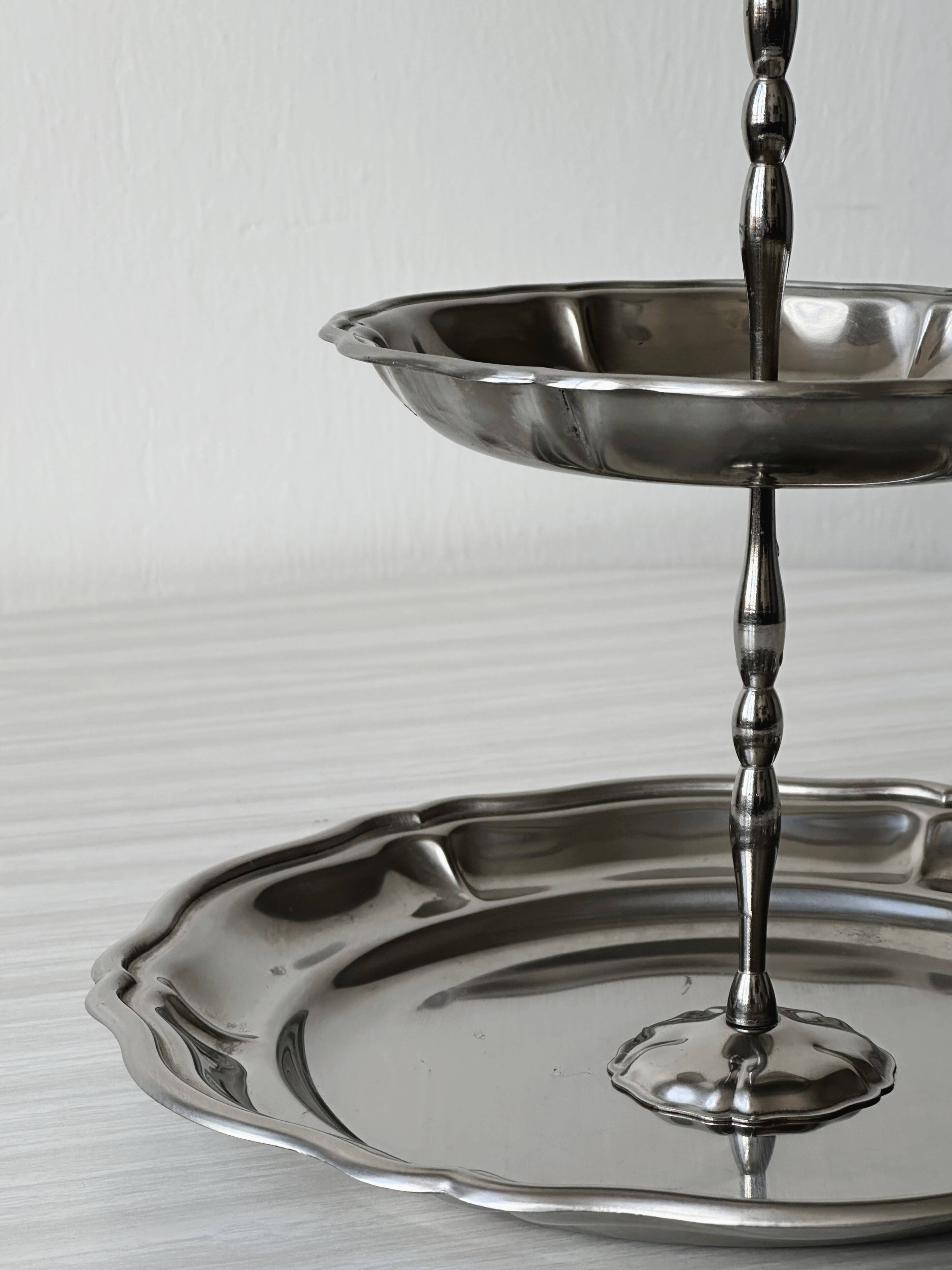 Servant display with two trays in stainless steel Jean Couzon