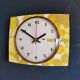 Horloge formica vintage pendule murale silencieuse rectangulaire "Odo fleurs"