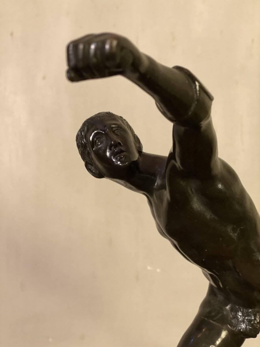 Borghese Gladiator, bronze after the antique on a marble base