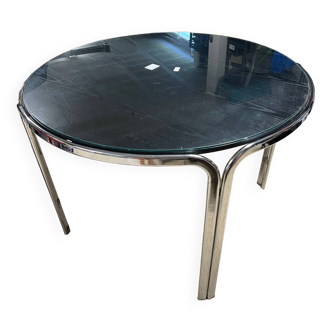 Chrome and glass dining table