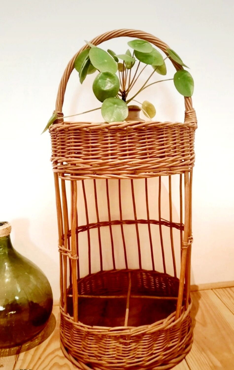 Vintage wicker bottle holder