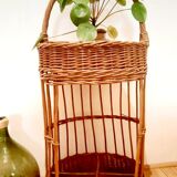 Vintage wicker bottle holder
