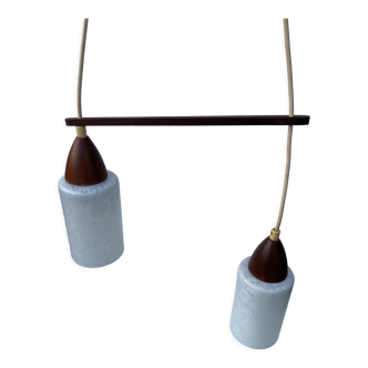 Scandinavian Teak Double Light Hanging Lamp