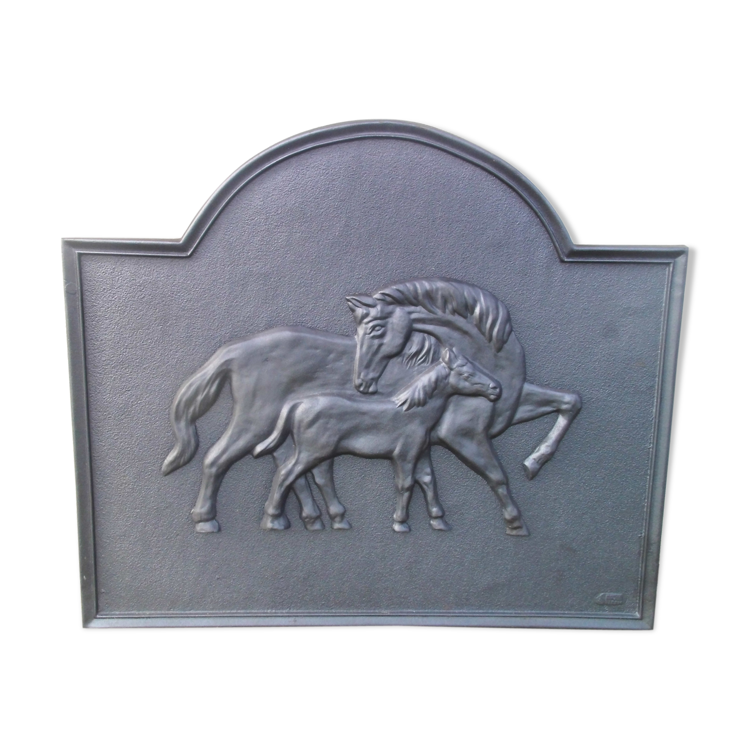 Cast chimney plate horse and foal art foundry Stern 69.5 x 78.5cm
