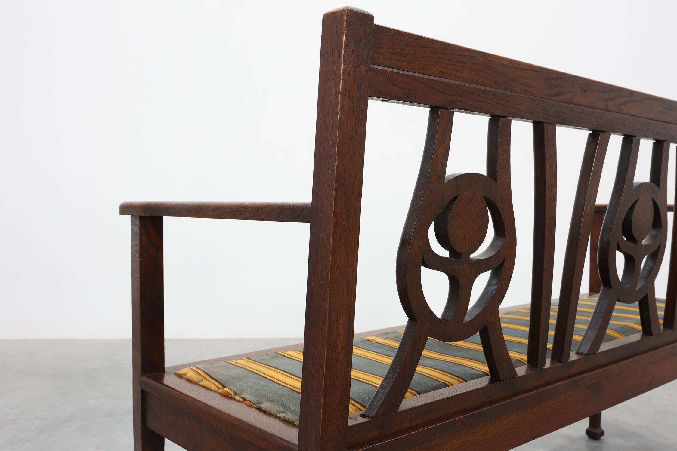 Belgium art deco bench in oak wood 1920s