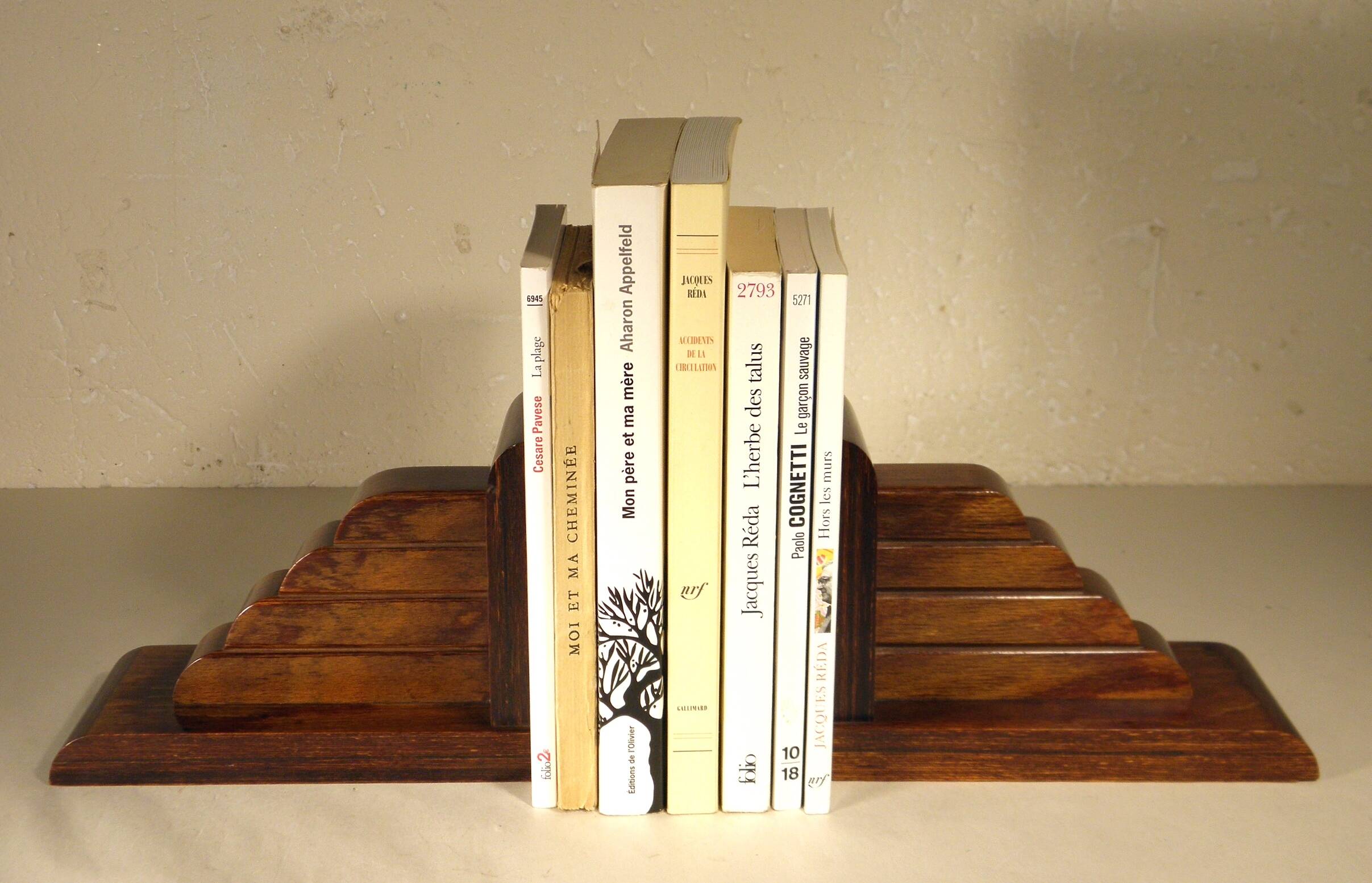 Art Deco bookend in exotic wood
