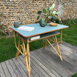 Small vintage rattan desk from the 1960s.