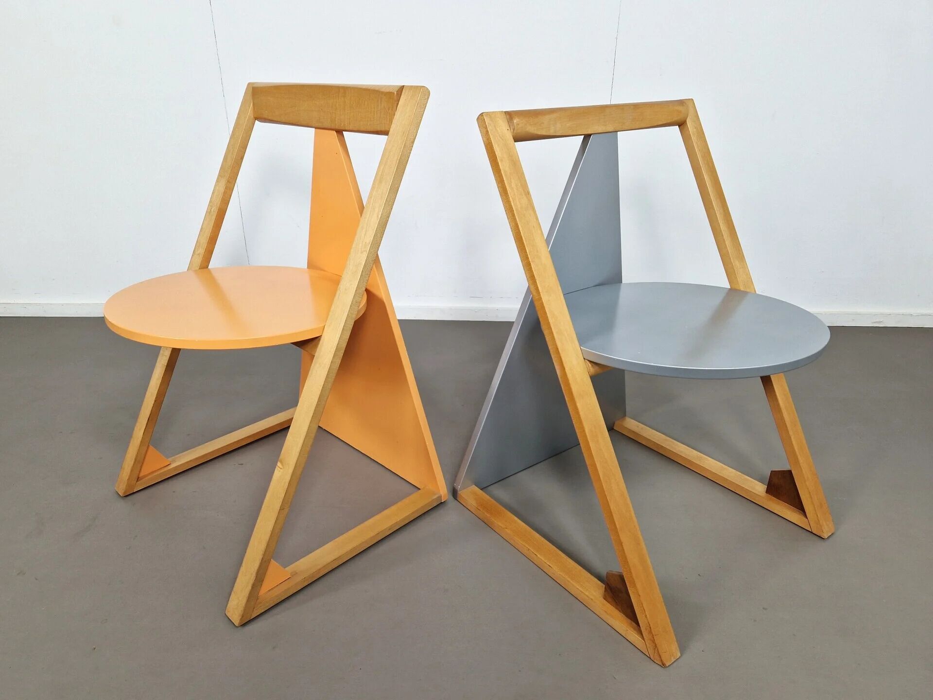 Pair of Memphis style postmodern chairs | 1980s