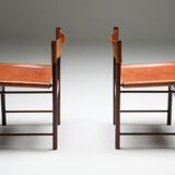 Chaises de Salle à Manger Zalszupin Jacaranda avec sièges en cuir cognac Saddle 1950
