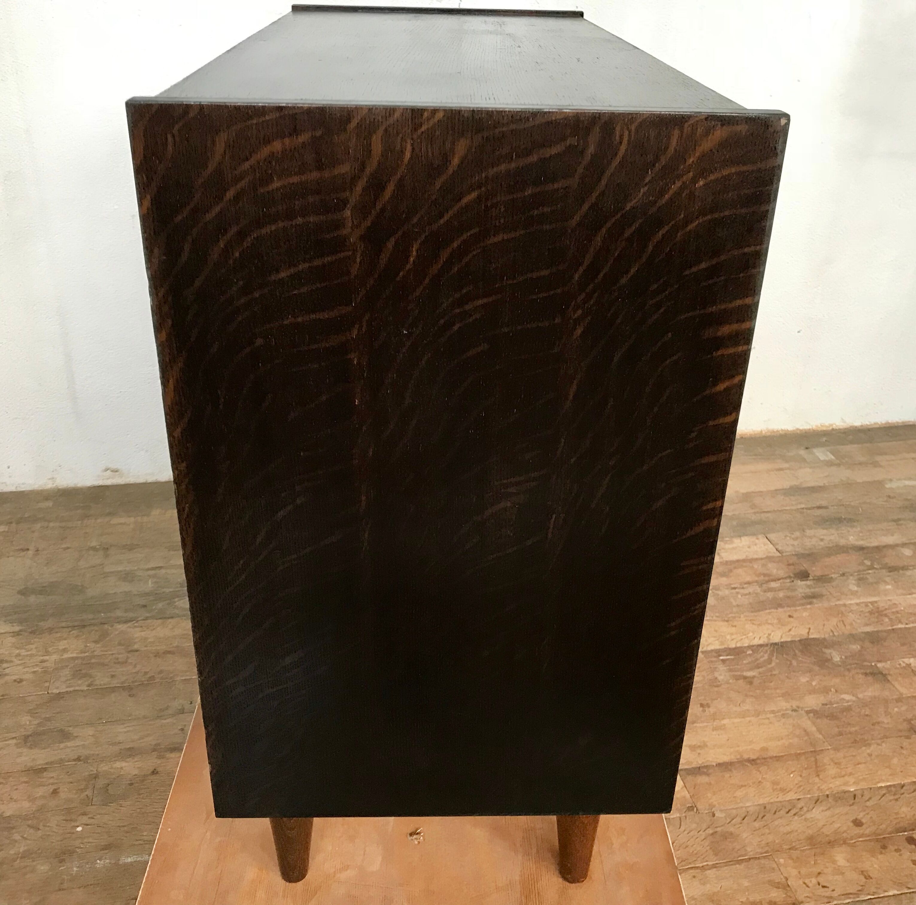 Vintage oak chest of drawers, black stained wenge 1950