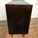 Vintage oak chest of drawers, black stained wenge 1950