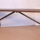Old burmese teak bench and wrought iron base