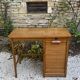 Vintage desk with curtain – wood – side shelf