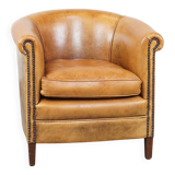 Sheepskin Leather Club Chair in a Light Cognac Color