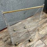 Italian work from the 1980s: bar cart on wheels in altuglas