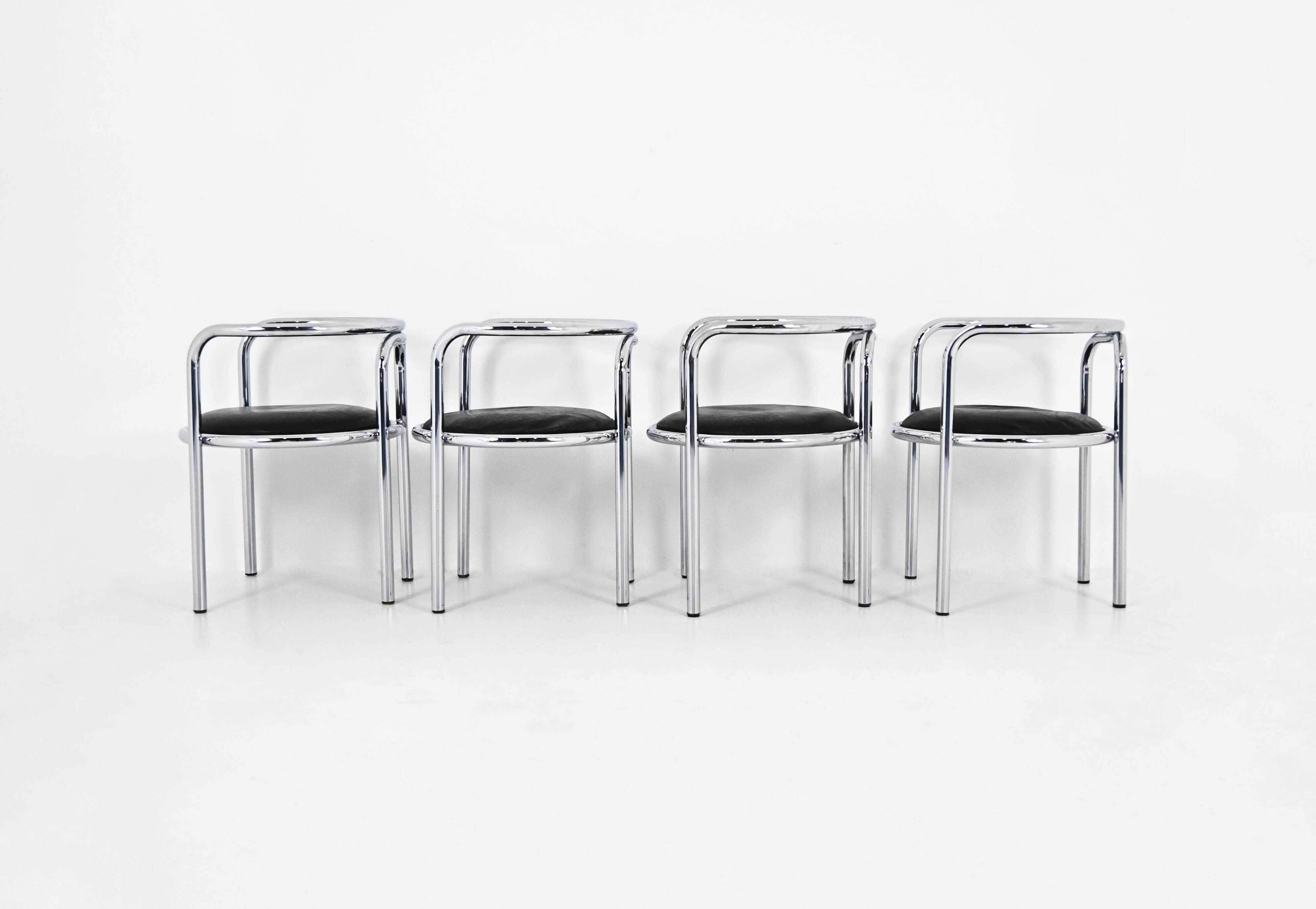 4 “Locus Solus” Chairs by Gae Aulenti for Poltronova, 1960s