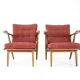 1960s pair of oak armchairs, czechoslovakia