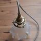 Frosted glass deco stroller, floral art deco walking lamp - beige cord